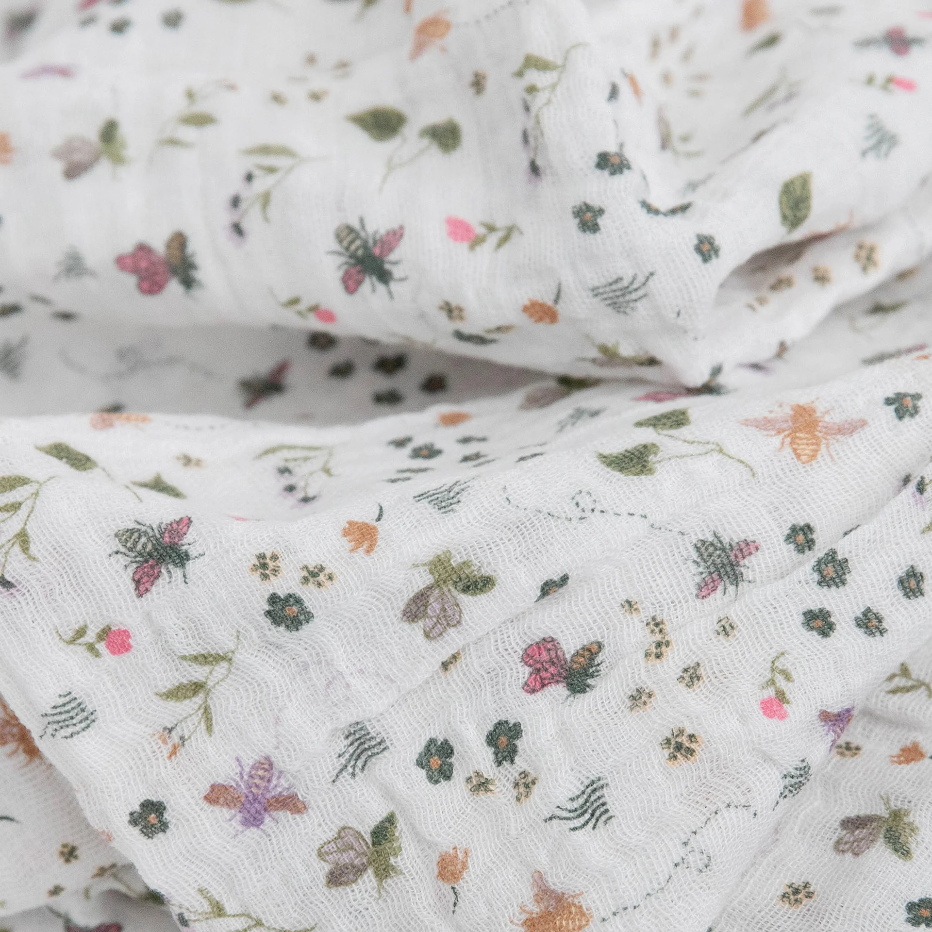 Muslin Swaddle in Garden Bees