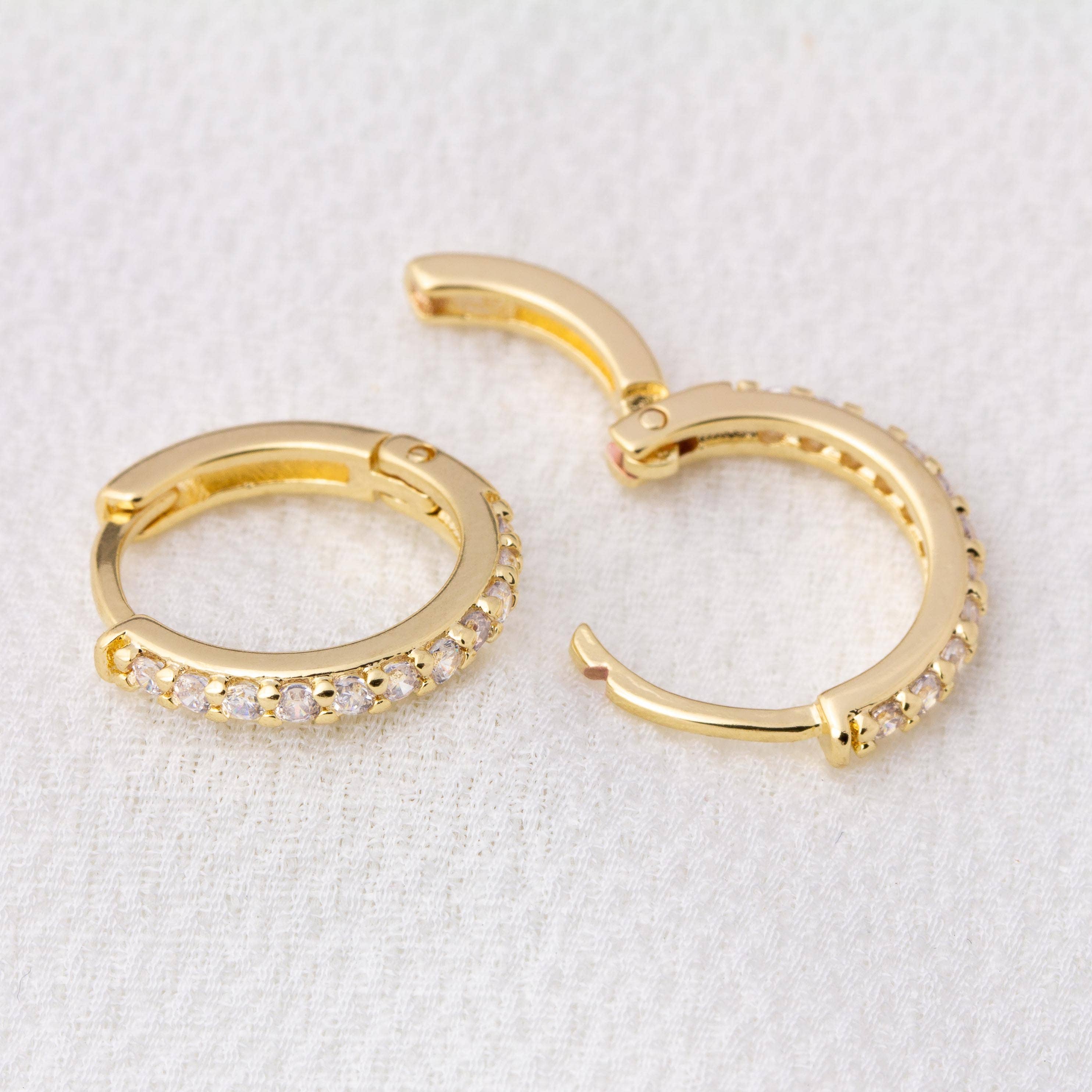 Earrings 18K  GF 15mm CZ Hoop