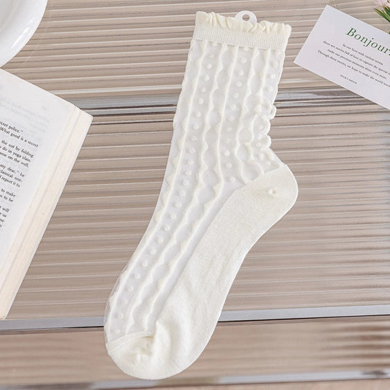 Socks Off White Sheer Zigzag Pattern