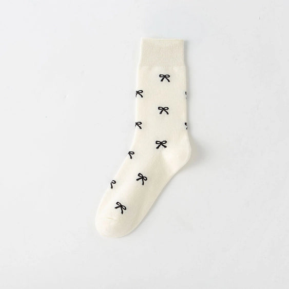 Allover Bow Print Mid Socks