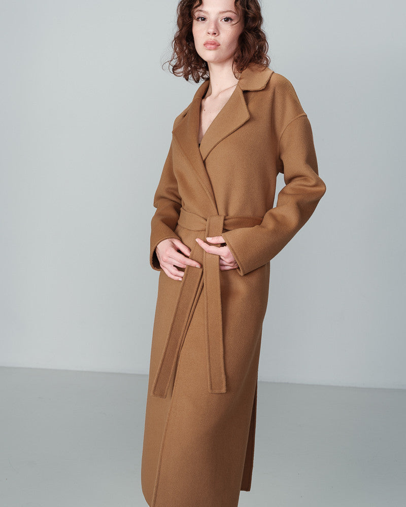 Noemie Camel Tie Overcoat