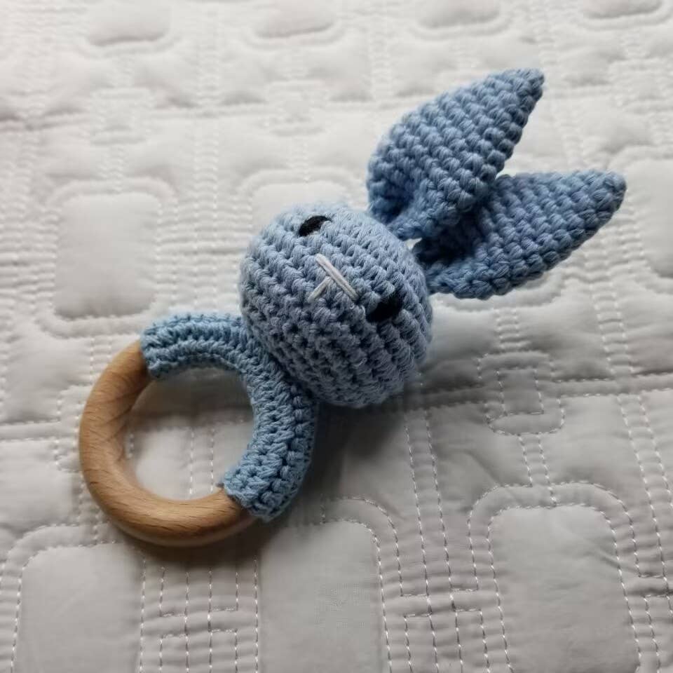 Knitting Bunny Hand Crochet Rattle