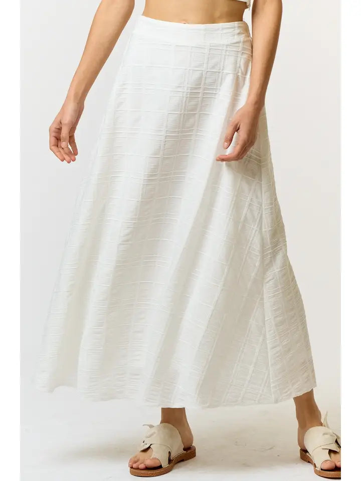 Mary White A-line Midi Skirt