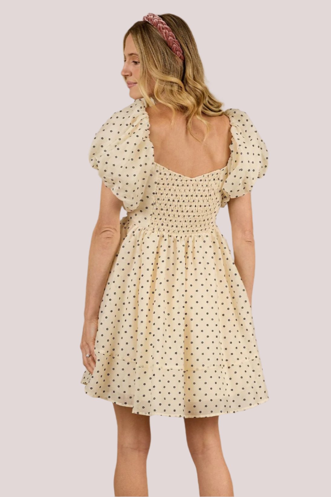 Nora Lee Isabella Cream Flocked Dress