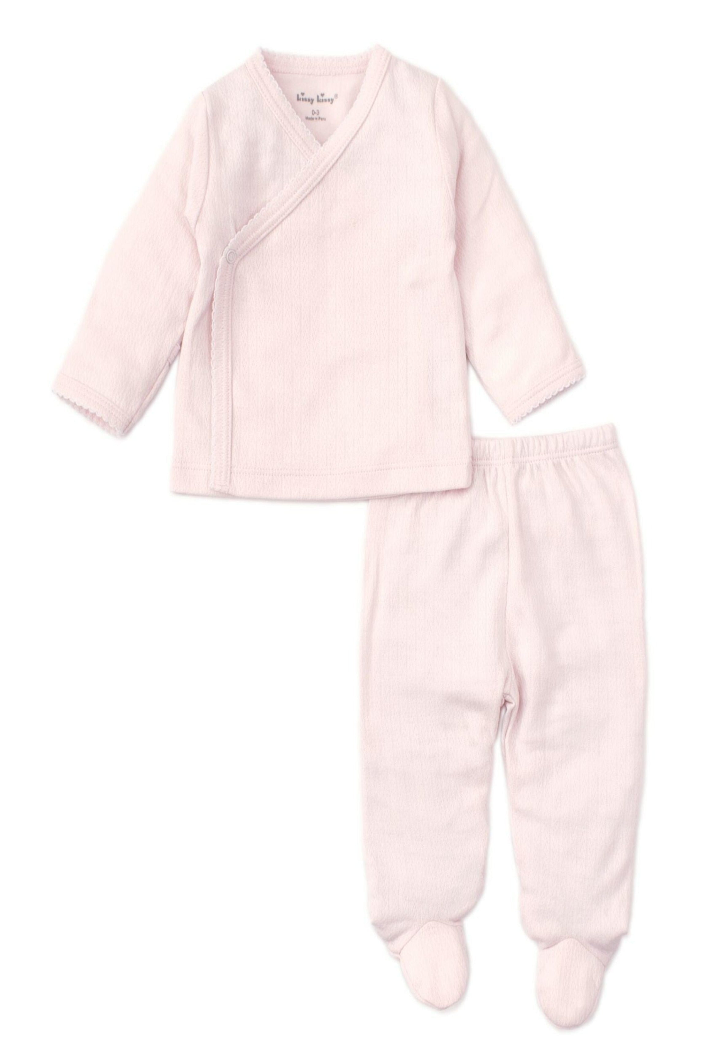 Pink Pointelle Footie Wrap-Set