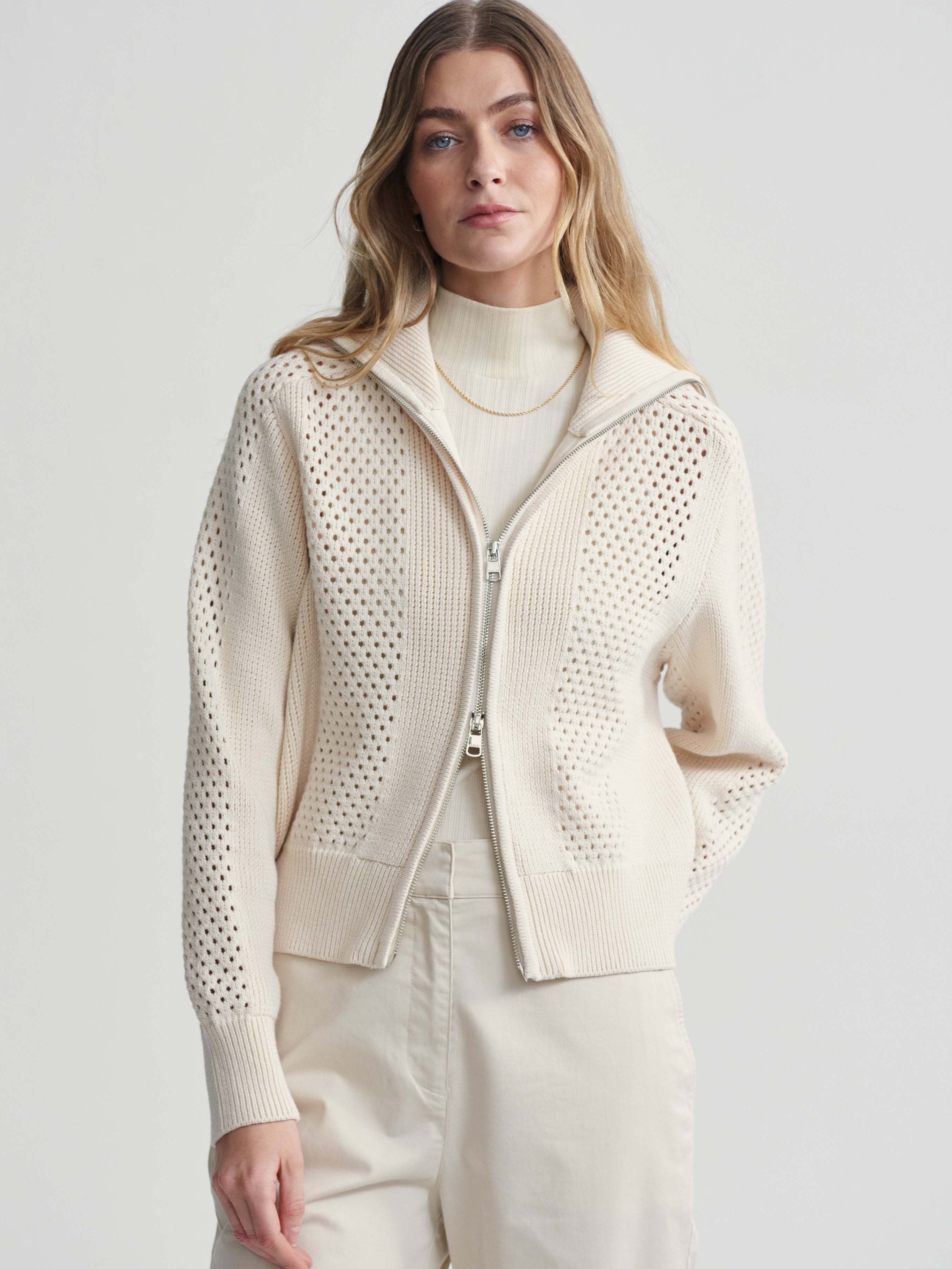 Varley Farina Ivory Pointell Cardigan