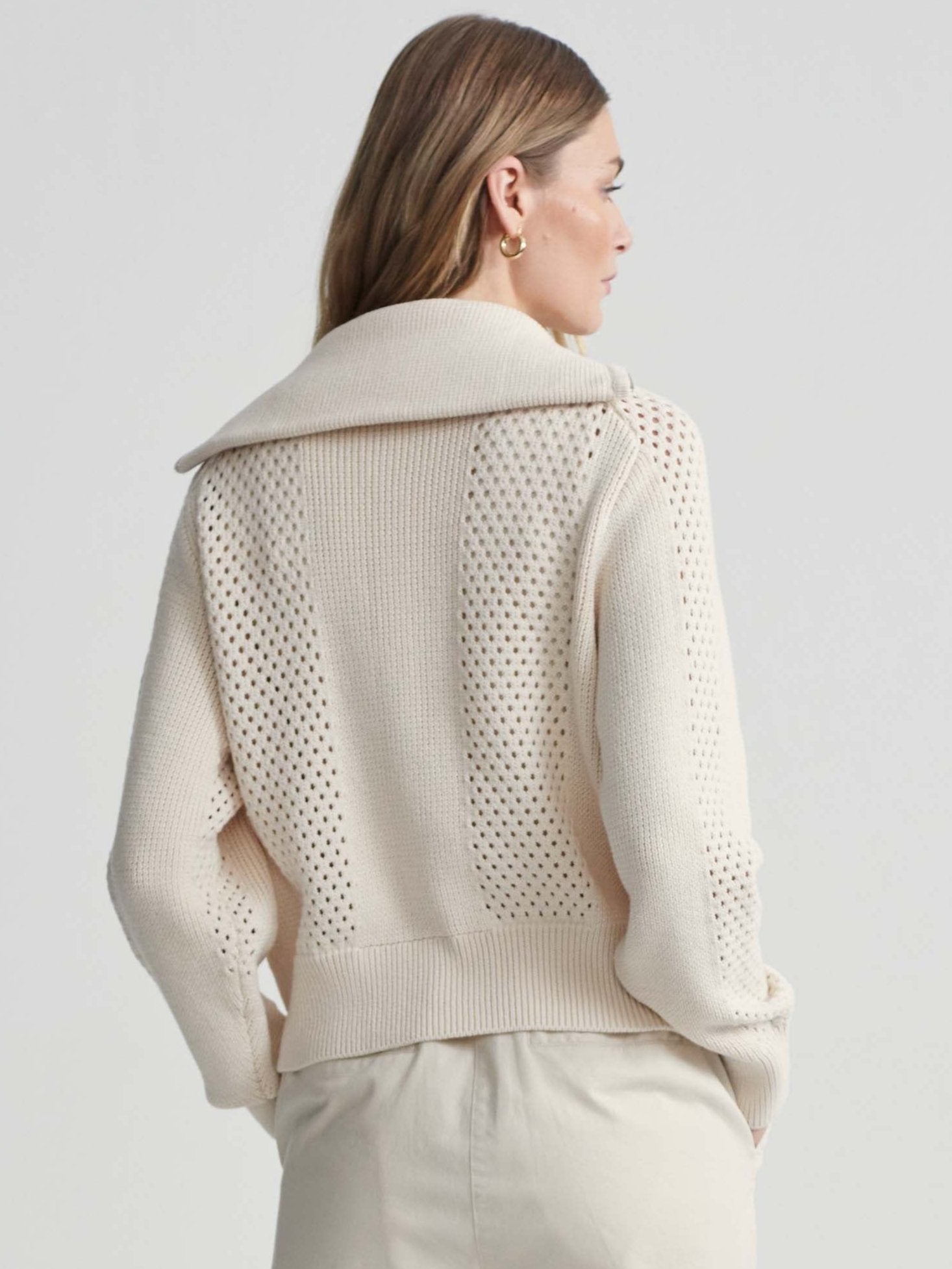 Varley Farina Ivory Pointell Cardigan