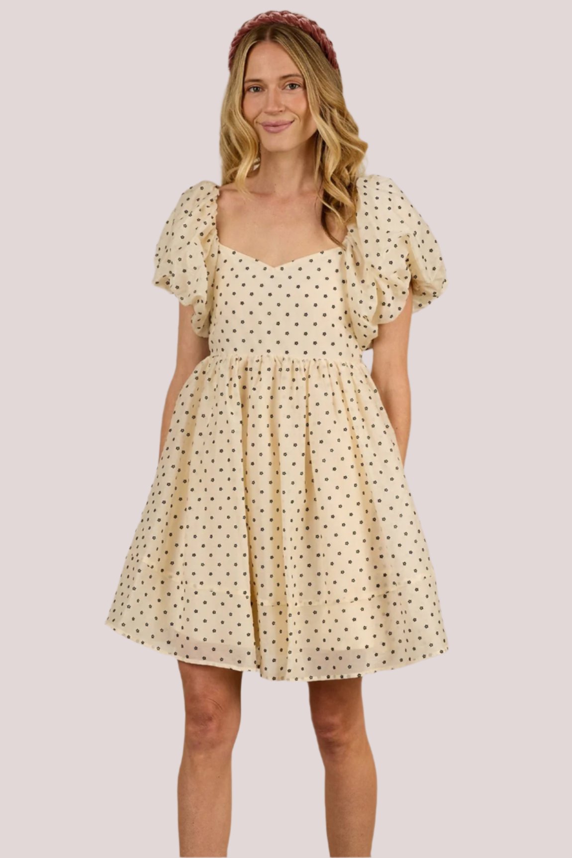 Nora Lee Isabella Cream Flocked Dress