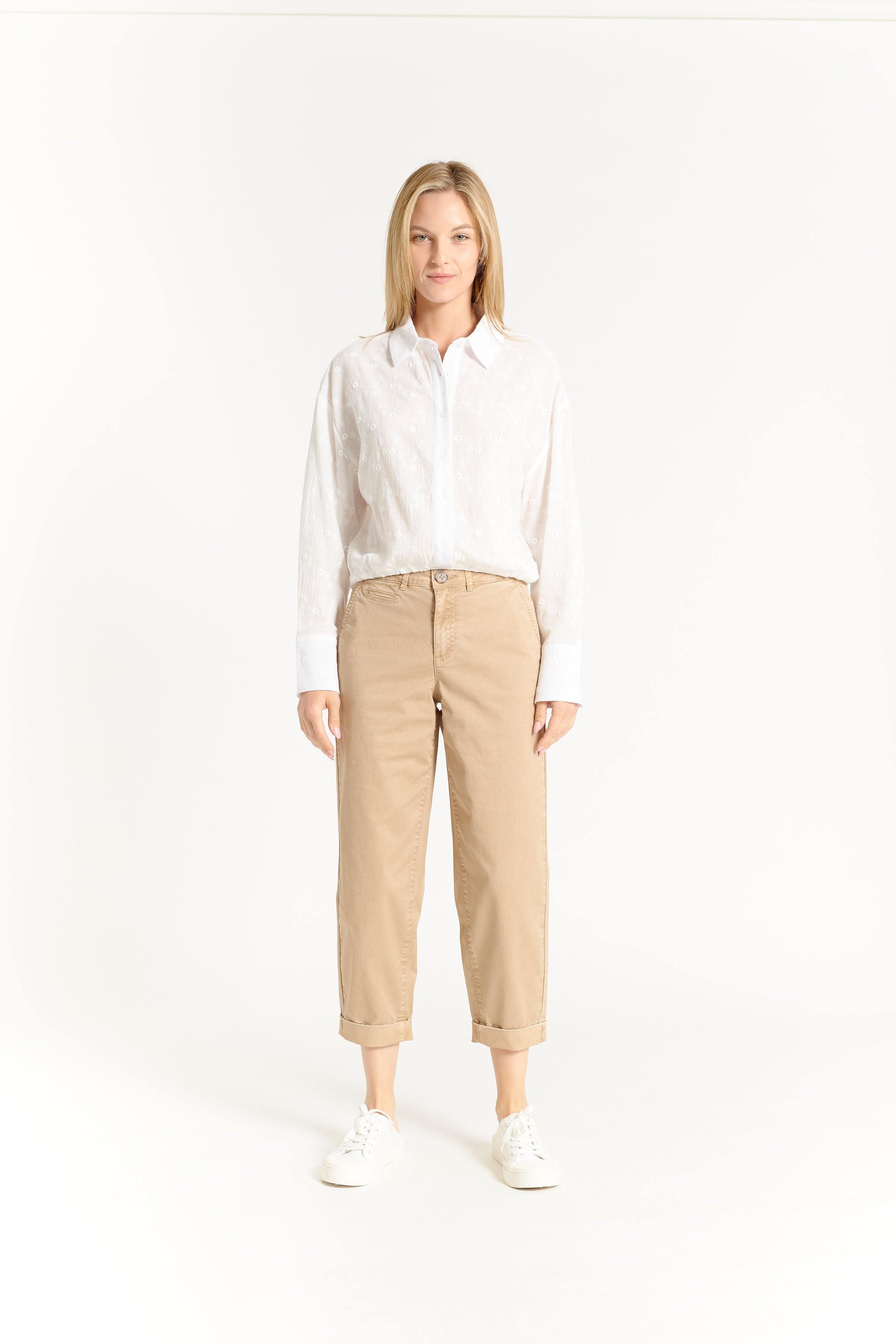 Carli Sand Cuffed Cropped Trouser