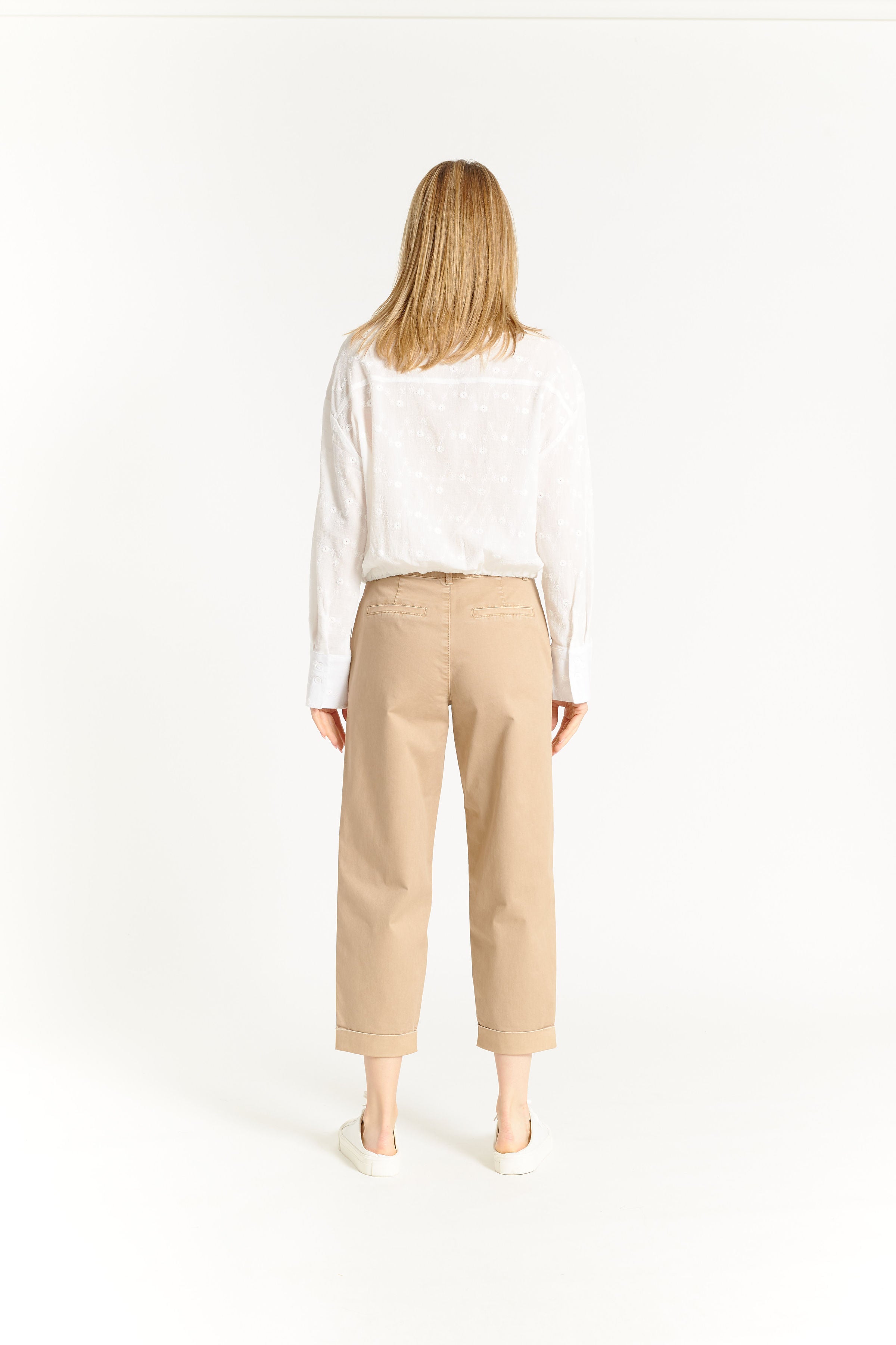 Carli Sand Cuffed Cropped Trouser