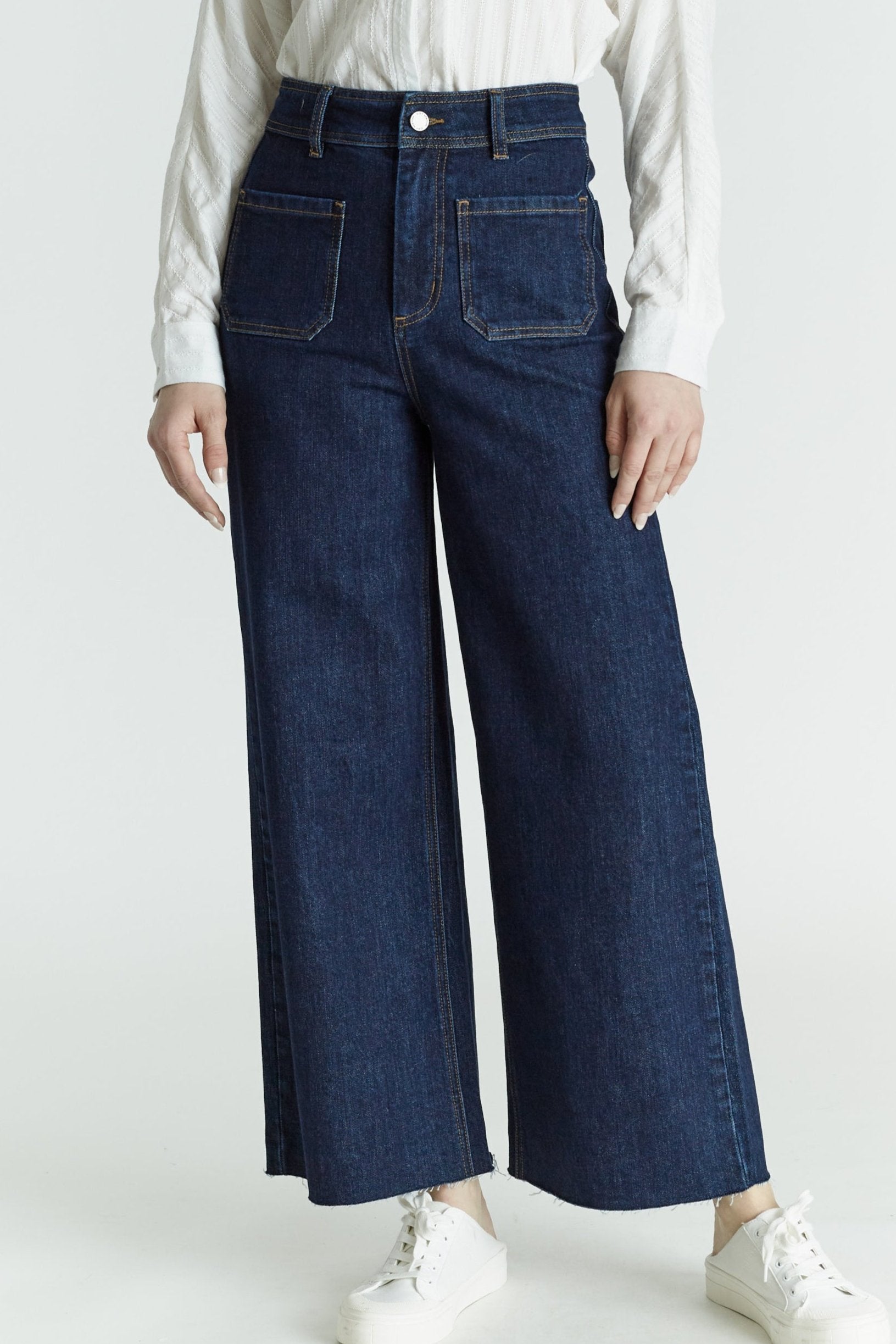 Willa Pocket Dark Denim Wide Leg Pant