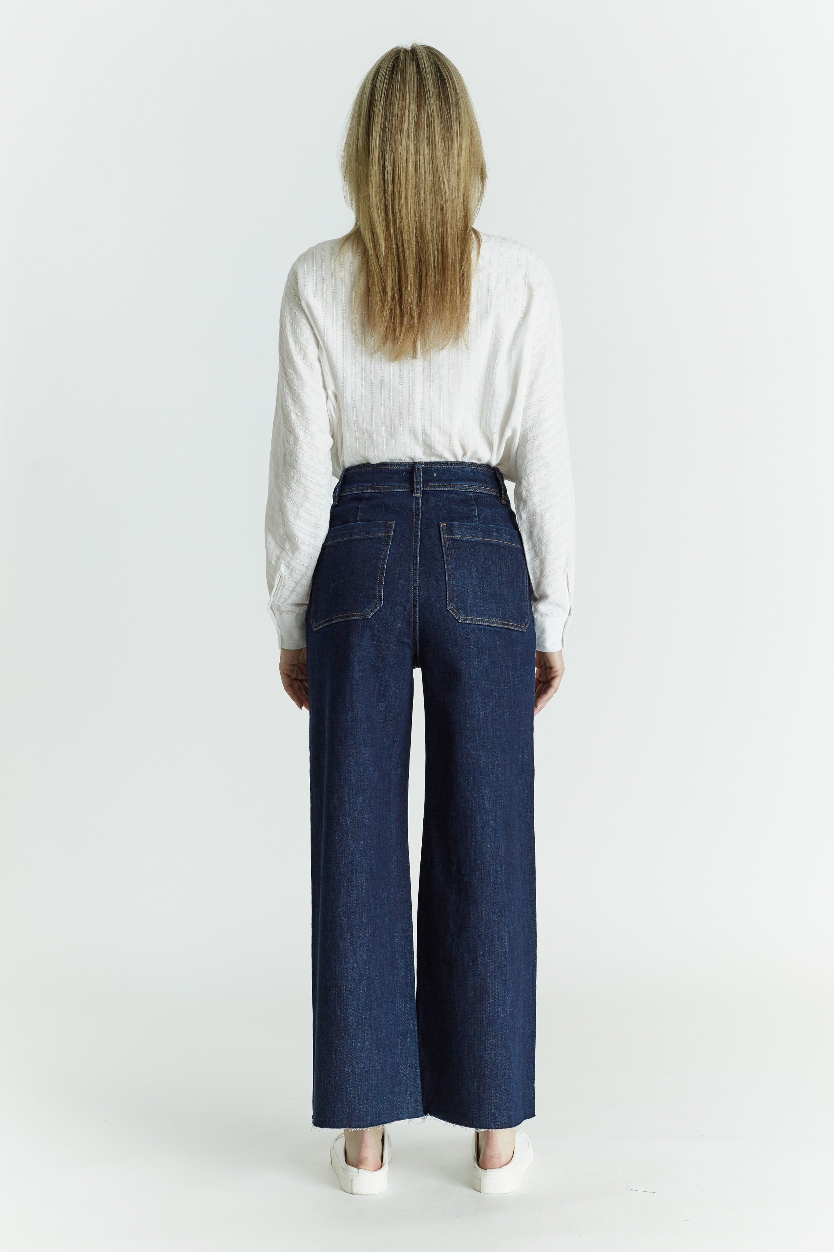 Willa Pocket Dark Denim Wide Leg Pant