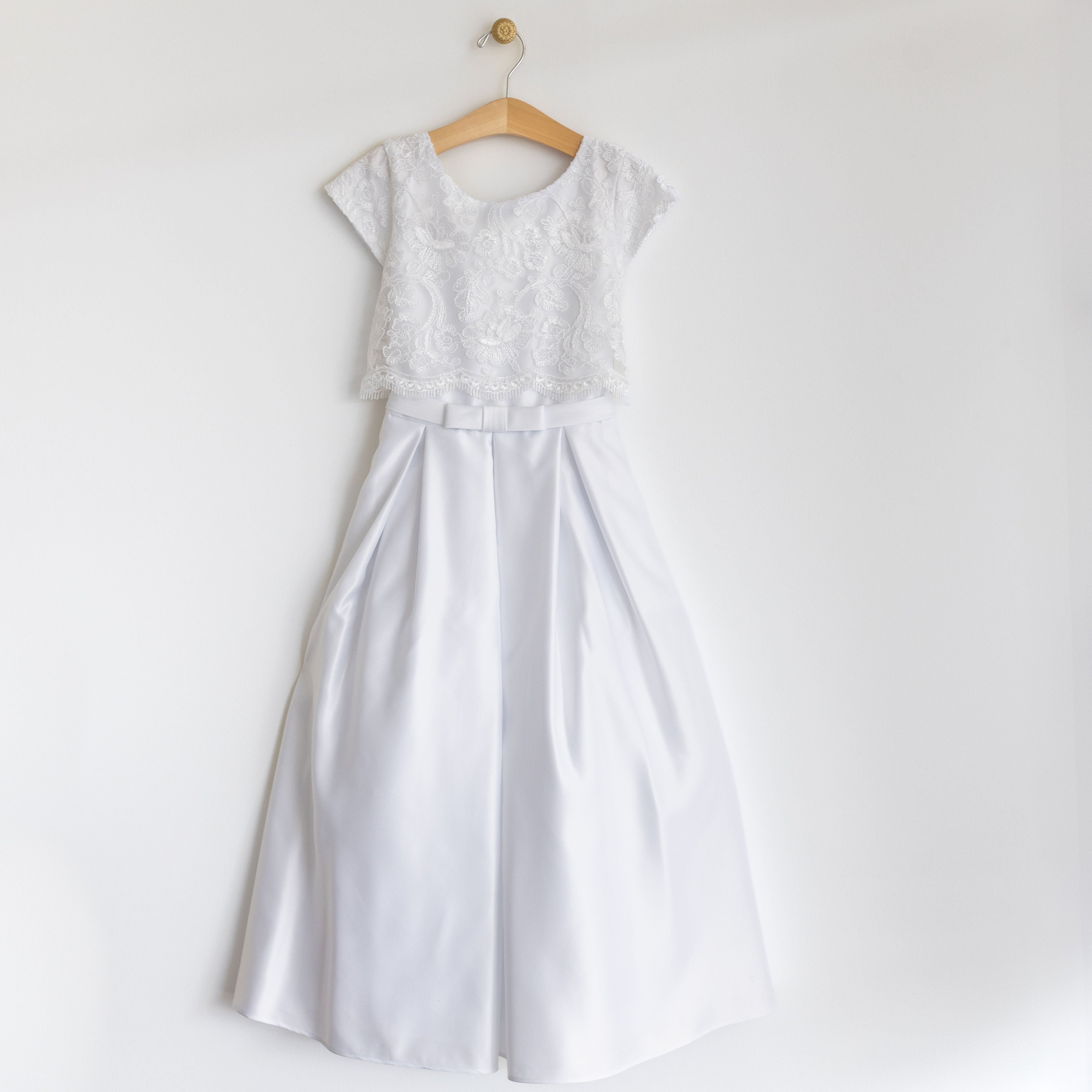 White Satin Dress Lace Overtop