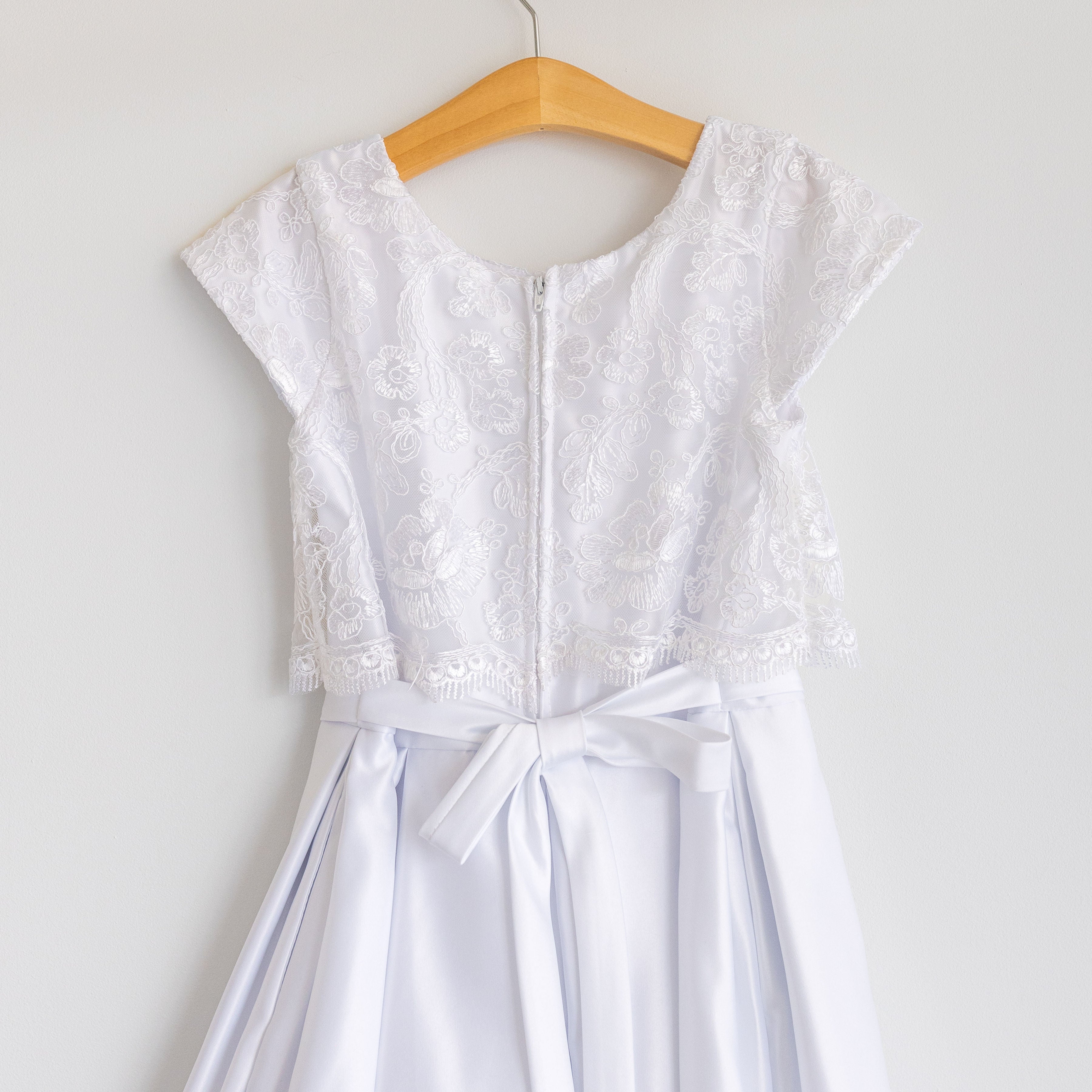 White Satin Dress Lace Overtop