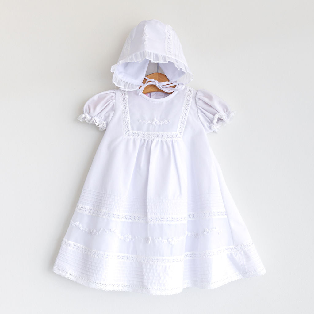 Dress and Bonnet Embroidered Yoke