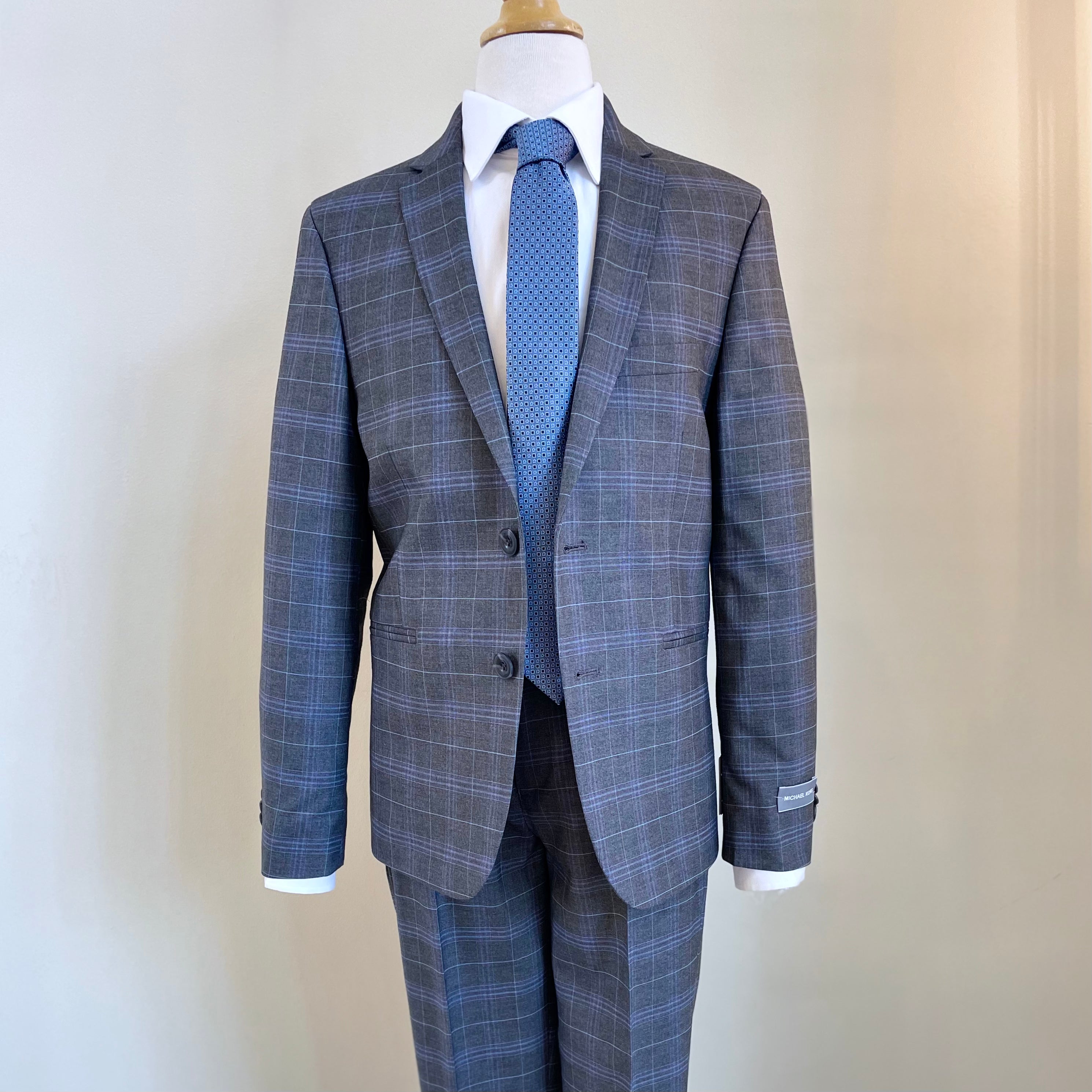 Gray Blue Plaid Suit LP