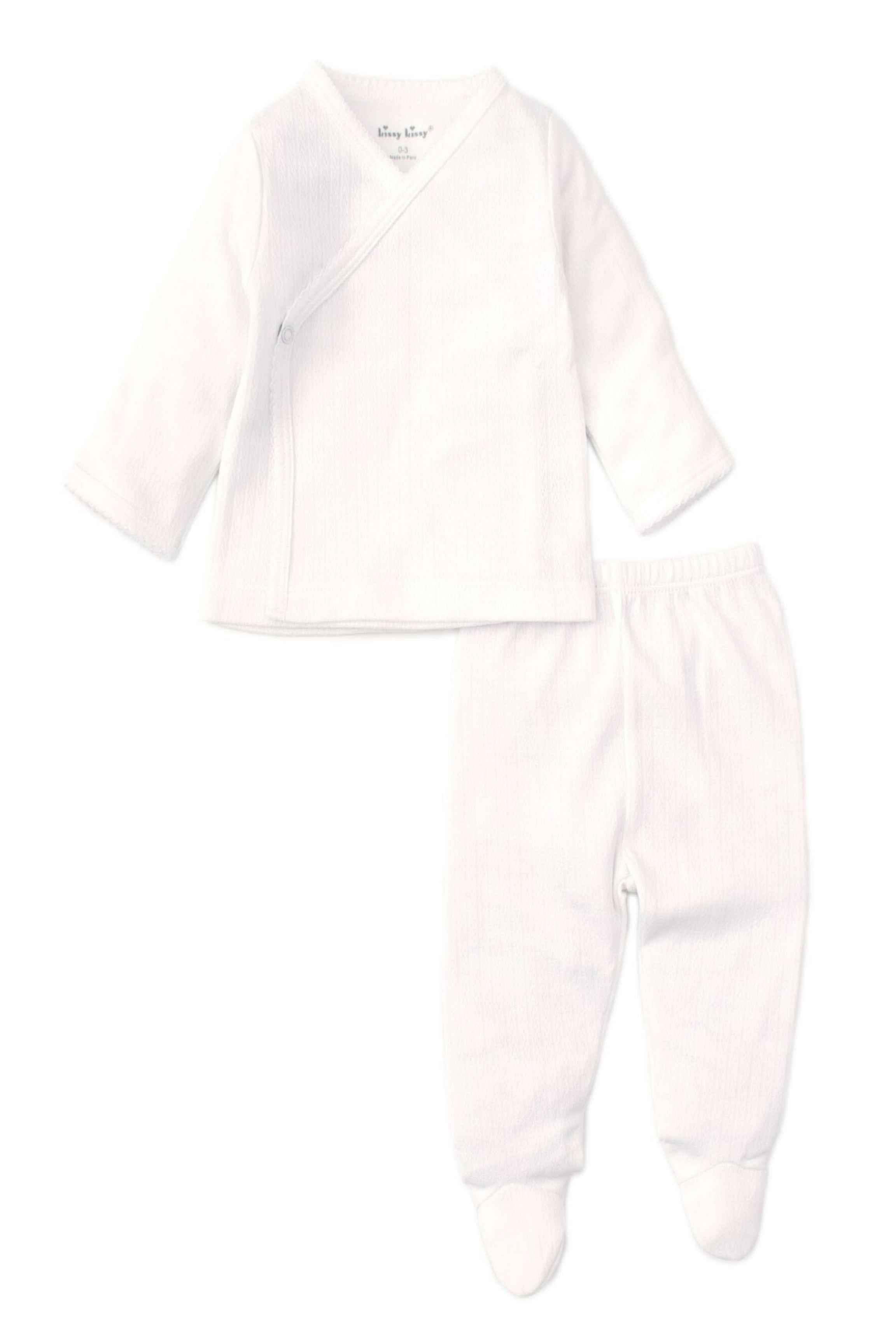 White Pointelle Footie Wrap-Set